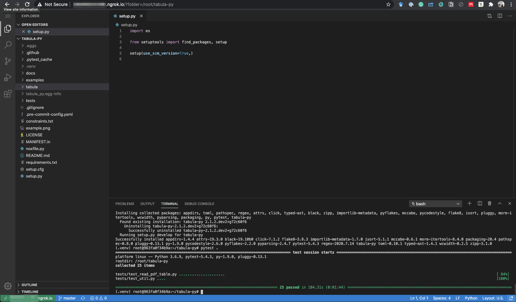 pytestが完了した図